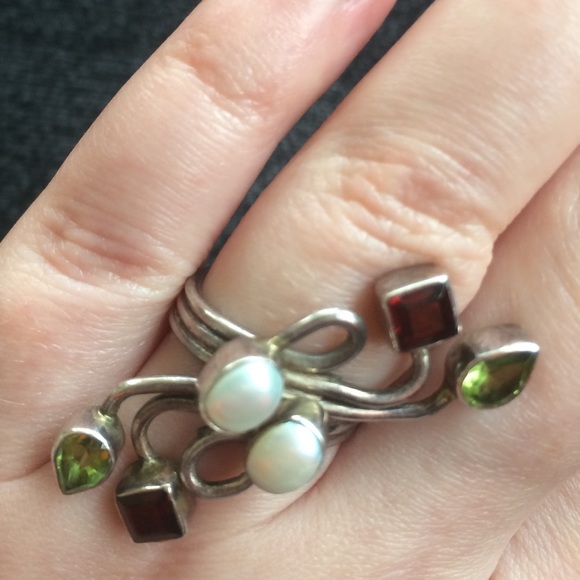 Genuine silver ring with multicolored stones - Picture 7 of 8